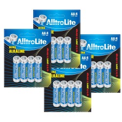 AlltroLite Ultra Power Alkaline 1.5V LR6 AA Battery Pack of 16